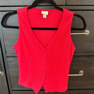 a new day Vibrant Red Button-Down Tank Top